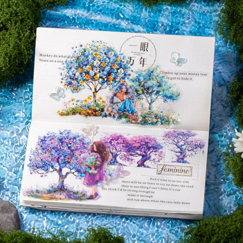 60 Pcs Holographic Floral Tree Stickers for Scrapbook Journaling - color: Flower Tree