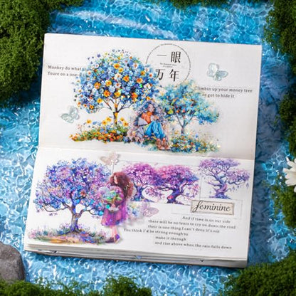 60 Pcs Holographic Floral Tree Stickers for Scrapbook Journaling - color: Flower Tree