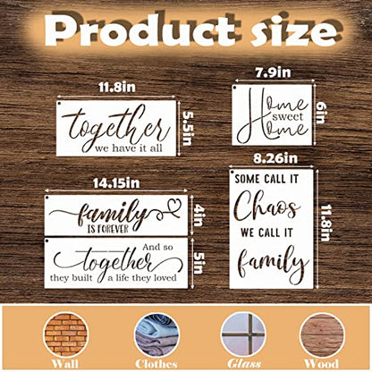 Word Stencils for Painting on Wood Sign Canvas Fabric, Reusable Welcome Farmhouse Burning Inspirational Art Craft Paint Stencil for Shirt Family Furniture Wall Card Making (20 Home)