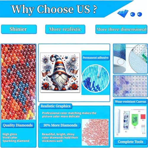 Arttoplus Independence Day Diamond Art Kits for Adults Beginner 14x14 inch - color: G9513