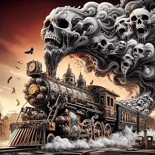 Xoaoes Skull Diamond Art Kits for Adults, Train 5D Diamond Painting Kits - color: CM051