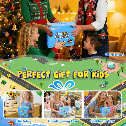 Aestd-ST Air Dry Clay Kit -Traffic Theme, Modeling Clay for Kids | DIY Magic Clay with Sculpting Tools and Tutorials, 12 Boxes Molding Clay, Soft & Non-Sticky, Arts and Crafts Gift for Kids - color: Traffic Playset