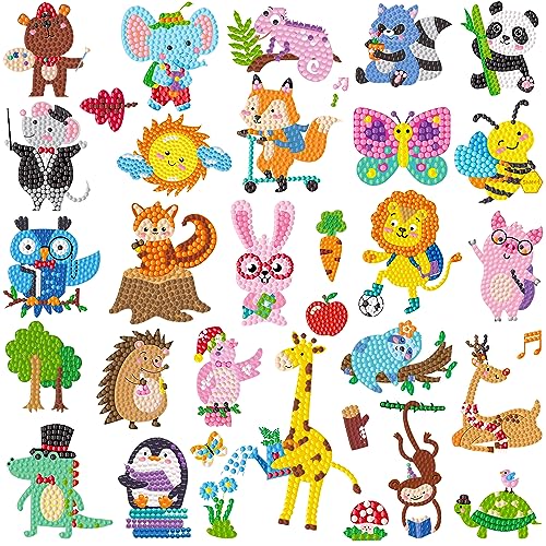 Labeol Diamond Art Kits for Kids Boys and Girls Ages 6-8-10-12 Easy to DIY Creative Diamond Art Sticker Craft by Numbers Kits for Kids and Adult Beginners (Cute Animals) - style: Cute animals