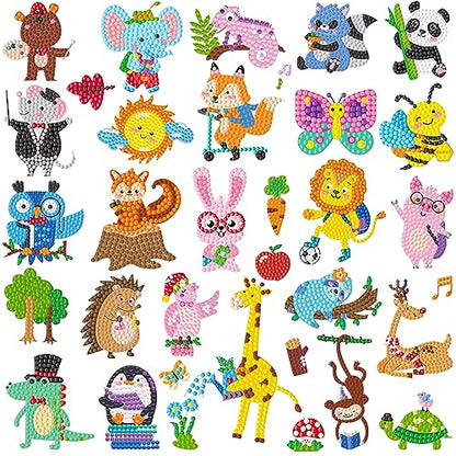 Labeol Diamond Art Kits for Kids Boys and Girls Ages 6-8-10-12 Easy to DIY Creative Diamond Art Sticker Craft by Numbers Kits for Kids and Adult Beginners (Cute Animals) - style: Cute animals
