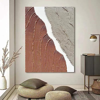 Limiyer Art Hand painted Modern Abstract Art Oil painting White and brown Thick texture canvas Art Oil painting Living Room Bedroom Office Wall Art Deco 40x28 inches - color: YI022