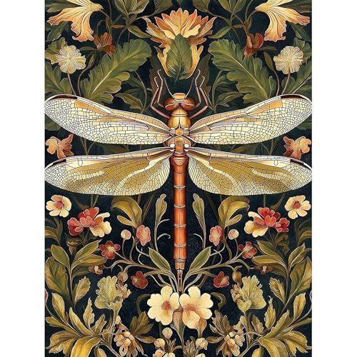 ajepon Dragonfly Diamond Art Kit - 5D Diamond Painting for Adults Animal, Dragonfly Adult Gem Painting Kits, Gem Art Kit for Wall Home Decor Arts Craft 12x16inch - color: G9353
