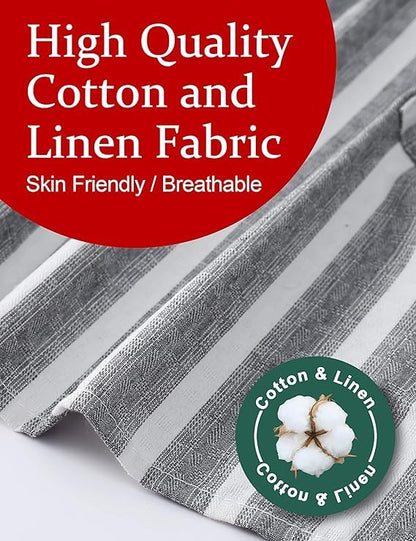 Cozy Adjustable Cross Back Aprons for Women with Pockets Cotton Linen Cooking Kitchen Baking - color: Grey Stripes