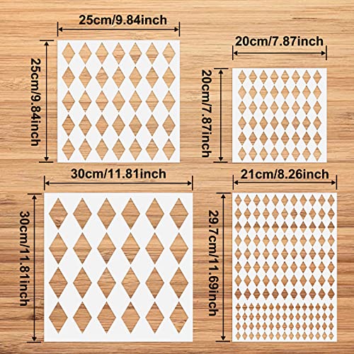 Polka Dots Harlequin Checks Twinkle Star Stencils,4 Pack Assorted Sizes Reusable Plastic Templates Making DIY Craft Painting on Wood Furniture Pillows,Tile (Style 1:Harlequin Stencils) - style: Style 1:Harlequin Stencils