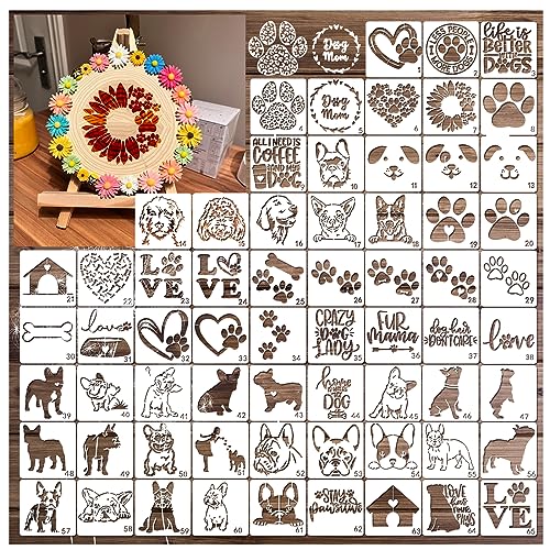 Small Stencils for Painting on Wood Burning Reusable, 3 Inch Reusable Stencil for Craft Ornament Paint Template Stencils for Wall Card Rock Wood Signs Coasters Canvas Home Decor (Dog) - style: Dog