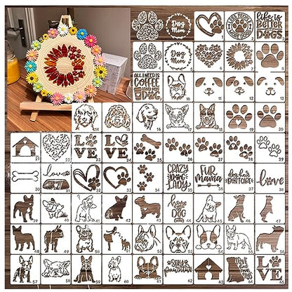 Small Stencils for Painting on Wood Burning Reusable, 3 Inch Reusable Stencil for Craft Ornament Paint Template Stencils for Wall Card Rock Wood Signs Coasters Canvas Home Decor (Dog) - style: Dog