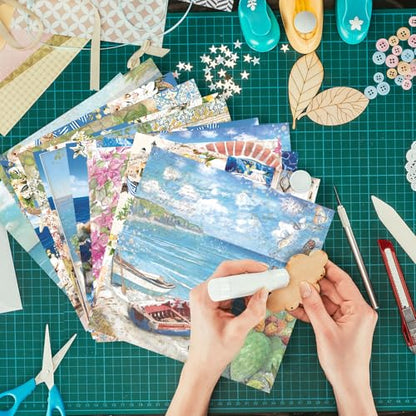 Scrapbook Paper, 24 Sheets 6"×6" 160gsm Single-Sided Patterned Cardstock - color: 24 sheets-seaside cabin