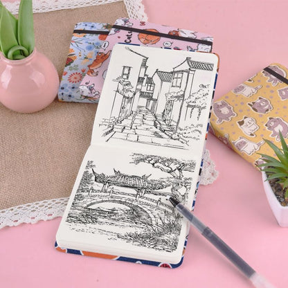 4.8" x 4.8" Hardcover Sketchbook,Small Mixed Media SketchPad,96 Sheets 80gsm Acid-Free Artist Drawing Paper,Travel Journal Pocket Blank Notebook for Painting,Illustration,Art Supplies.Cowboy Blue Cat - color: 80gsm Cloth-cowboy blue cat