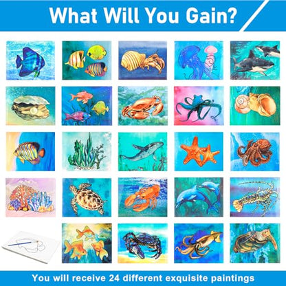24Pcs Reusable Water Painting Set for Seniors,Dementia Product for Elderly - color: Ocean Life