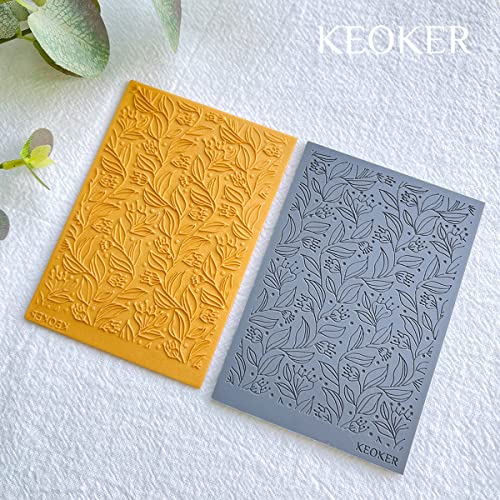 Keoker Polymer Clay Texture Sheets, Clay Texture Mat for Making Earrings Jewerly, Polymer Clay Texture Roller (No. 7 Floral) - color: 7