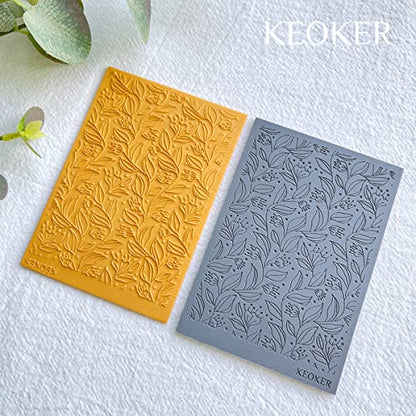 Keoker Polymer Clay Texture Sheets, Clay Texture Mat for Making Earrings Jewerly, Polymer Clay Texture Roller (No. 7 Floral) - color: 7