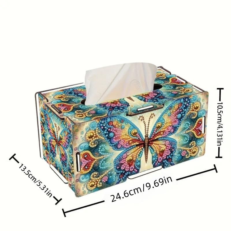 LSQFS DIY Diamond Art Wooden Tissue Box Kit,Butterfly,Perfect Handmade Gift - color: Butterfly 1