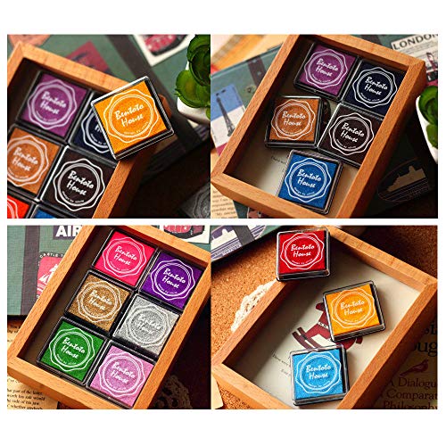 Dizdkizd Finger Craft Ink Pads, 20 Colors Craft Ink Pads for Rubber Stamps, Paper, Scrapbooking, Wood, Fabric, Best Gift for Kids - color: Set B