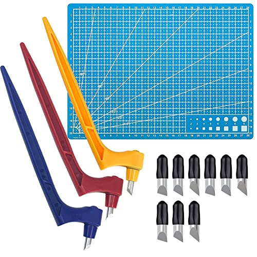 Sutekus 13pcs Craft Cutting Tools Set, 360° Rotating Art Cutting Tools with Replacement Blade and Cutting Mat for DIY Craft, Graphic Design, Scrapbooking