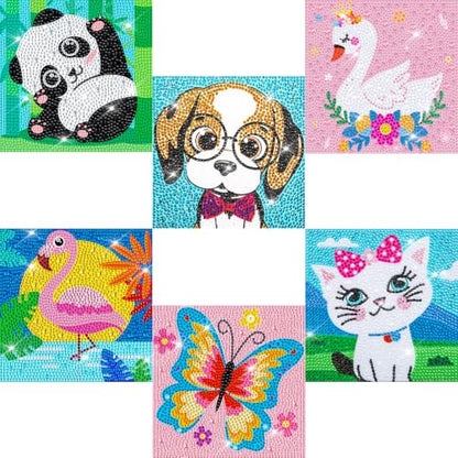 Labeol Diamond Art Kits for Kids Crafts for Girls Ages 6-8-10-12 Easy to DIY Creative Diamond Art Sticker Craft by Numbers Kits for Kids and Adult Beginners (6 Pack Pink) - style: 6 pack Pink