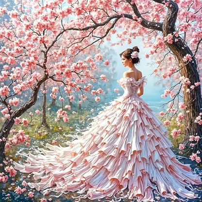 RYMILIE Beauty Square Diamond Art,Pink Cherry Blossom Tree Diamond Art Kits for Adults Beginner,Gift for Mother 5D DIY Full Drill Diamond Painting Gem Art, Home Wall Art (14x14 inch) - color: DP03649