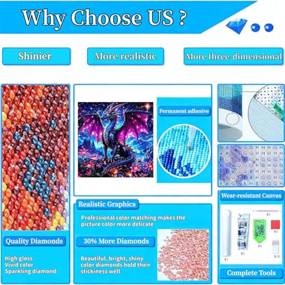Arttoplus Dragon Diamond Art Kits for Adults Beginner 14x14 inch - color: G9320-US