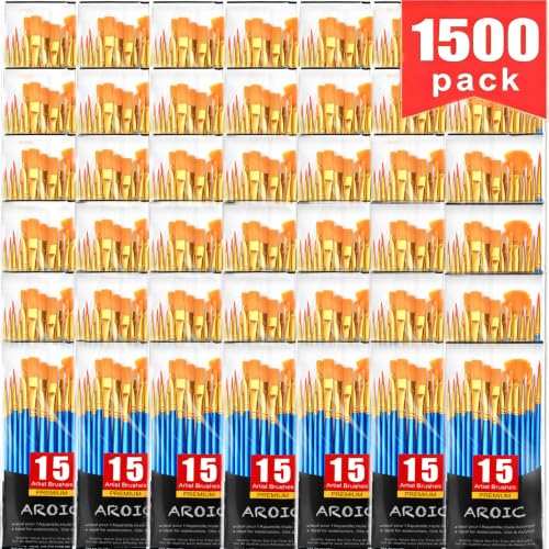 AROIC Acrylic Paint Brush Set, 100 Packs / 1500Pcs Nylon Hair Paint Brushes | All Purpose Oil Watercolor Face Body Rock Painting Artist, Small Painting Brush Kits for Kids Adult Drawing - size: 1500pcs
