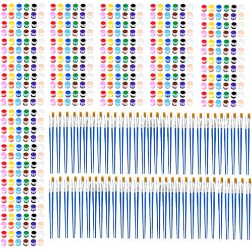 40 Pack Mini Acrylic Paint Set, 12 Colors Washable Acrylic Paint Strips with 80Pcs Painting Brushes for Kids&Adults Paint, 560 PCS Kids Painting Kit for Birthday Party Favor, Classroom, Art Gift - color: 40 Pack(560 Pcs）