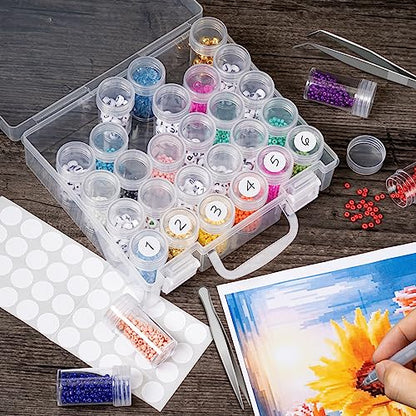 Bead Organizer, Bead Containers, 30 Grids Diamond Painting Storage Containers Clear Bead Organization Diamond Painting Accessories Small Storage Container for Beads Seeds Glitter Rhinestones (1 Pack) - size: The outer box: 16 x 14 x 5.3cm (1 Pack)