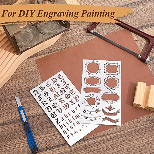 Lewtemi 8 Pcs Metal Stencils Alphabet Frames for Journal,Stylish Style | Stainless Steel Reusable Templates with Numbers Borders, For Scrapbooking Painting Wood Engraving Carving DIY Crafts - style: Stylish Style