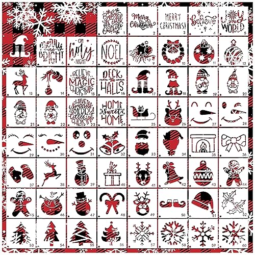 Small Stencils for Painting on Wood Reusable, 3 Inch Reusable Stencil for Craft Ornament Paint Template Stencils for Wall Card Rock Wood Signs Coasters Canvas Home Decor (Christmas) - style: christmas