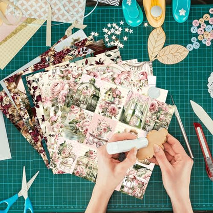 Scrapbook Paper, 24 Sheets 6"×6" 160gsm Single-Sided Patterned Cardstock - color: 24 sheets-garden wedding