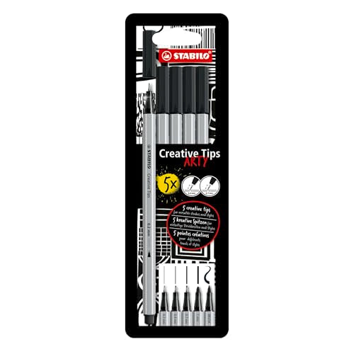 STABILO - Creative Tips - Multi-Tip Pen Set - ARTY - Pack of 5 - Black