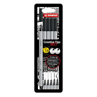 STABILO - Creative Tips - Multi-Tip Pen Set - ARTY - Pack of 5 - Black