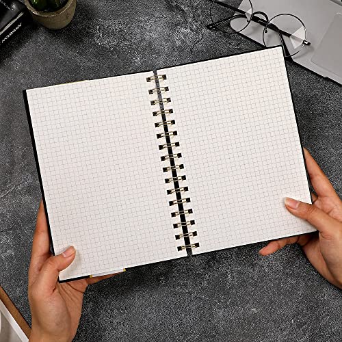 Yoment Graph Paper Spiral Notebook A5 Graphing Notebook 160 Pages | Graph Paper Notebook Spiral Bound Waterproof Plastic Hardcover Spiral Journal 5x7 Grid Notebooks for Note Taking, Black - color: Black, style: A - Graph - A5
