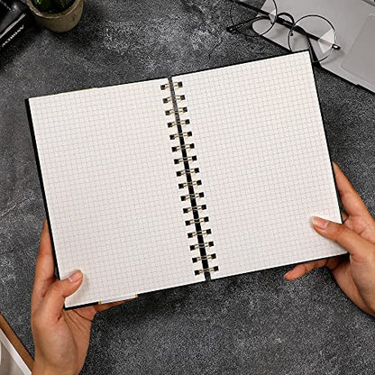 Yoment Graph Paper Spiral Notebook A5 Graphing Notebook 160 Pages | Graph Paper Notebook Spiral Bound Waterproof Plastic Hardcover Spiral Journal 5x7 Grid Notebooks for Note Taking, Black - color: Black, style: A - Graph - A5
