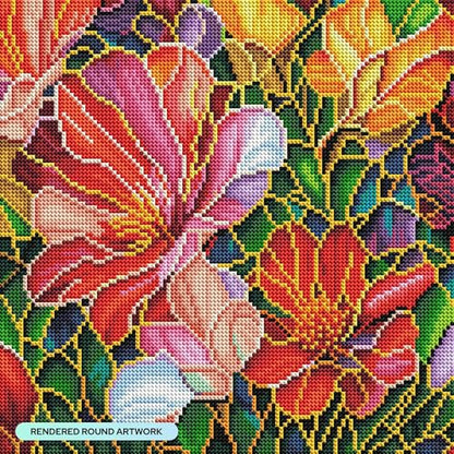 DIAMOND ART CLUB Stained Glass Flower Diamond Art Kits for Adults | Premium Diamond Painting Kit, Fun DIY Crafts for Adults, Round Diamond Art Canvas, 13" x 13" (32.8 x 32.8 cm) - color: Stained Glass Flower
