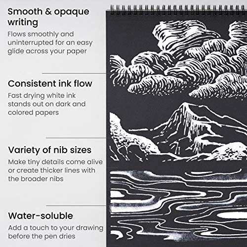ARTEZA White Gel Pens, Set of 12 Rollerball Pens for Drawing, Highlights & Writing, Opaque Ink for Black Paper and Dark Surfaces - style: Set of 12
