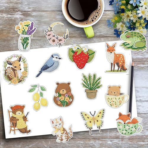 30 Pcs Forest Diamond Painting Magnets Kits Diamond Art Fridge Magnet Refrigerator Sticker Diamond Painting kit for Beginners Adults DIY Art Craft Gifts Home Decors - color: 30pcs Forest