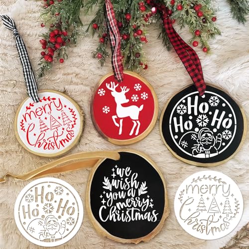 25 Pcs Christmas Stencils for Crafts Reusable 4 Inch Small Christmas Stencil for Painting on Wood Ornament Card Making Window (25 Christmas 4in) - style: 25 Christmas