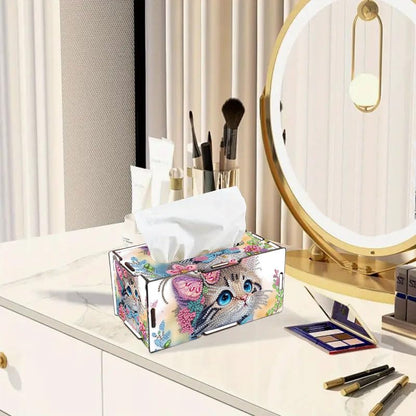 LSQFS DIY Diamond Art Tissue Box Kit,Cat,Ideal Gift,1PC - color: Cat 1