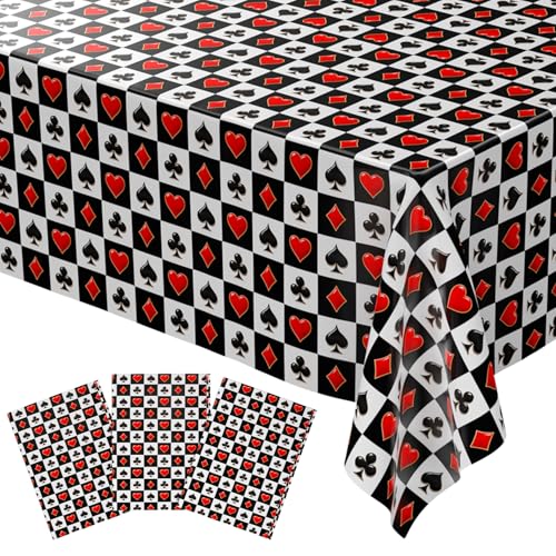 Blue Orchards Casino Tablecover (Pack of 3) - XL 54"x108" - Immersive Casino Party Decorations, Poker Night Party Tablecloth, Vegas Themed Birthday Decor, Plastic Table Cover, Event Decoration - color: Casino (Pack of 3)