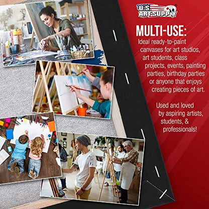 U.S. Art Supply 16x20 inch Black Canvases for Painting, 4 Pack Bulk Stretched Artist Canvas Professional Primed - Ideal for Arts & Crafts, Heavy-Weight Gesso - Acrylic Pouring, Oil Paint - size: 16" x 20"