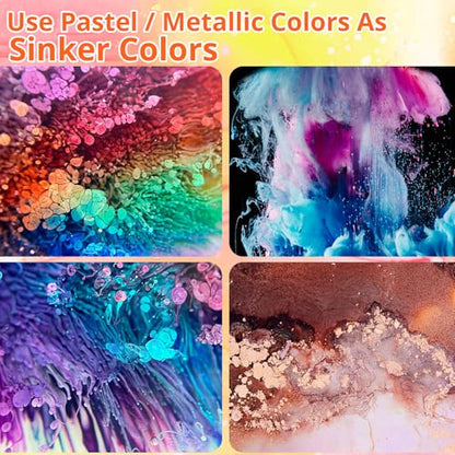 LET'S RESIN 64pcs Alcohol Ink Set, 9 Pastel and 9 Metallic Colors