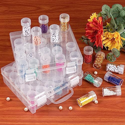 Bead Organizer, Bead Containers, 30 Grids Diamond Painting Storage Containers Clear Bead Organization Diamond Painting Accessories Small Storage Container for Beads Seeds Glitter Rhinestones (2 Pack) - size: The outer box: 16 x 14 x 5.3cm (2 Pack)
