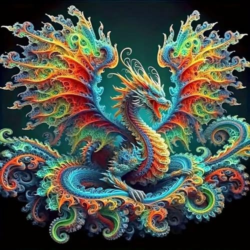 Dragon Diamond Art Kits for Adults,5D Diamond Painting Kits for Adults Beginners,DIY Full Drill Round Gem Art Craft Kits for Adults,Home Wall Art Decor 13.7 X 13.7 inch - color: GM8833