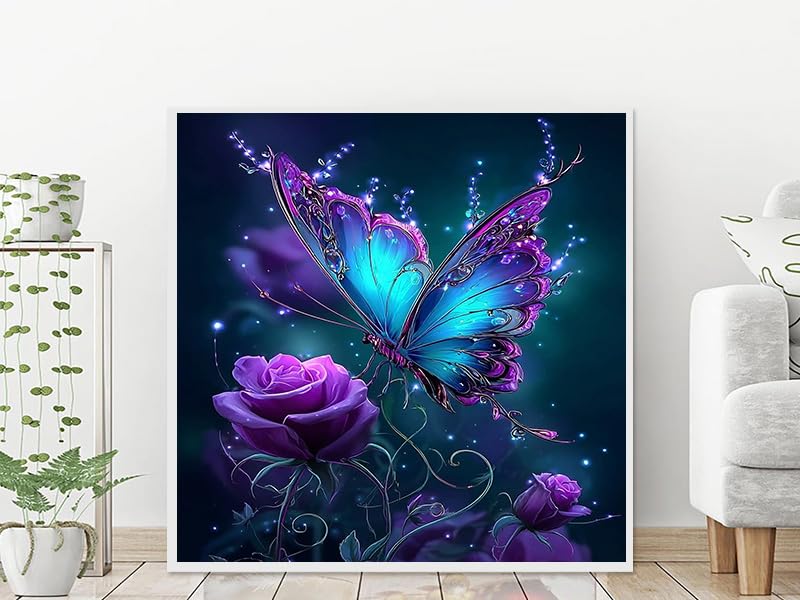 Lophomie Diamond Art Kits for Adults, 5D Butterfly Diamond Painting Kits - color: Butterfly Diamond Art, size: 13.8x13.8in (35x35cm)