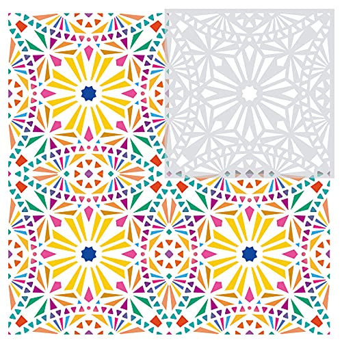 32 Pieces Geometric Stencils 6 x 6 Inch Painting Templates Mandala Stencil for Scrapbooking Cookie Tile Furniture Wall Floor Decor Craft Drawing Tracing DIY Art Supplies - size: 6inch-1