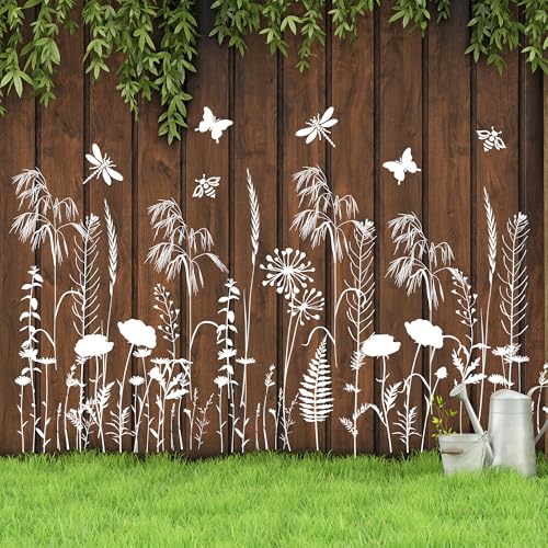Large Flower Stencils for Painting Walls Floral Stencils for Wood Fence | Reusable Wildflower Stencil for Painting on Canvas Fabrics Furniture - style: Wildflower