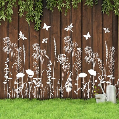 Large Flower Stencils for Painting Walls Floral Stencils for Wood Fence | Reusable Wildflower Stencil for Painting on Canvas Fabrics Furniture - style: Wildflower