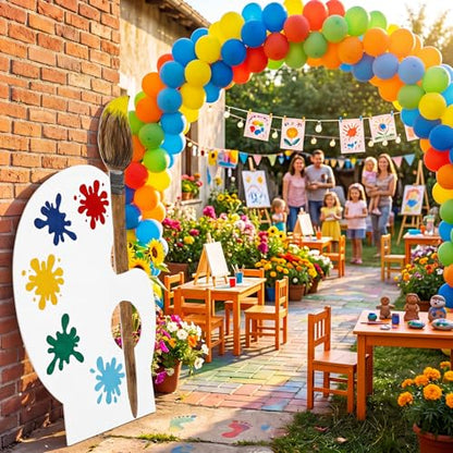 Qunclay 41 x 24 Back to School Giant Palette Art Decor(1pcs, Round) | Giant Paint Palette, Giant Paint Brush Prop, Art Decoration for Classroom Party School Birthday Photo Prop Backdrop - style: Round